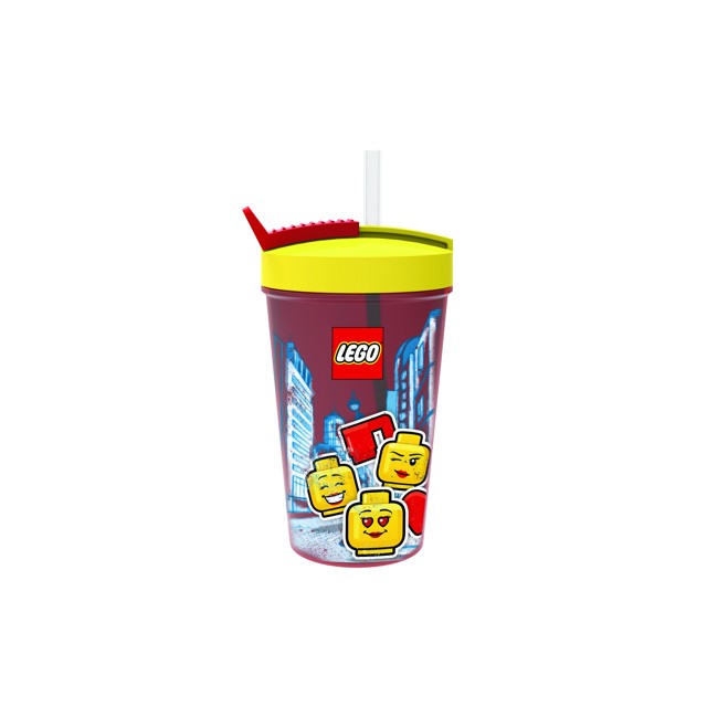 LEGO ICONIC Girl láhev s brčkem - žlutá/červená