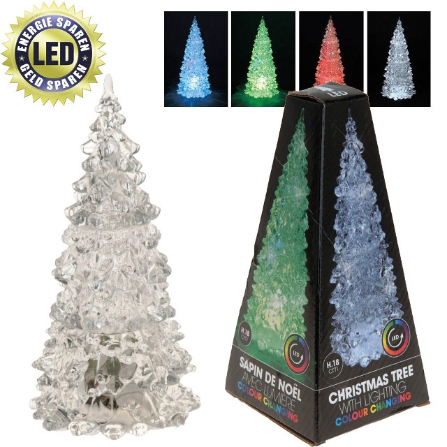 Vánoční svítící stromeček LED, přepínání na 4 barvy, 8,5 x 8,5 x 18 cm