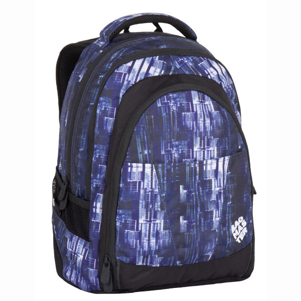 Bagmaster tříkomorový studentský batoh s polstrovanou kapsou na notebook 15,4" - a DIGITAL 7 H BLUE/BLACK